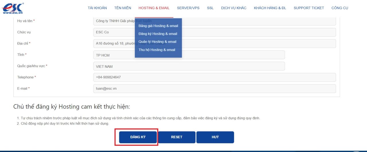 Cuộn xuống cuối màn hình chọn Đăng Ký